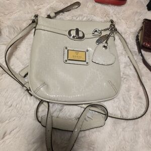 GUESS Cream Crossbody Bag with Heart Charm